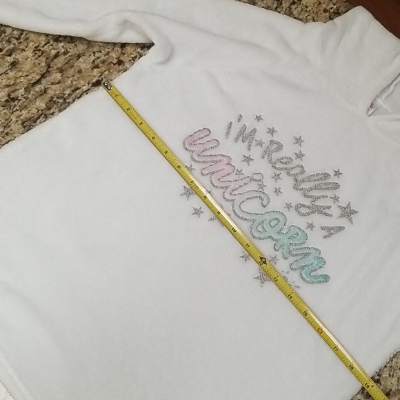 "I'm Really a Unicorn" Soft White Sweater w/Hoodie - Picture 5 of 13